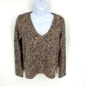 Sanctuary XSP Women's Leopard Print V-Neck Long Sleeve Top NWOT